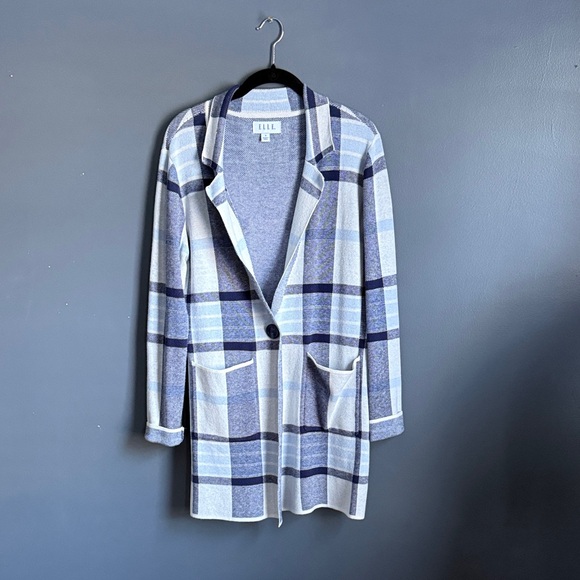 Elle Jackets & Blazers - Elle Blue and Gray Plaid Blazer